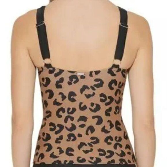 Brand New! DKNY Leopard Print Tankini Swim Top Mocha Brown XL - Picture 3 of 4